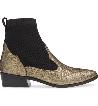 Shop Cecelia New York Tomas Bootie In Gold/ Black Leather