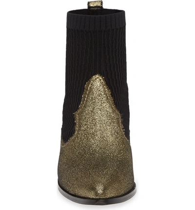 Shop Cecelia New York Tomas Bootie In Gold/ Black Leather