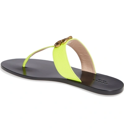 Shop Gucci T-strap Sandal In Yellow Fluo