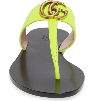 Shop Gucci T-strap Sandal In Yellow Fluo