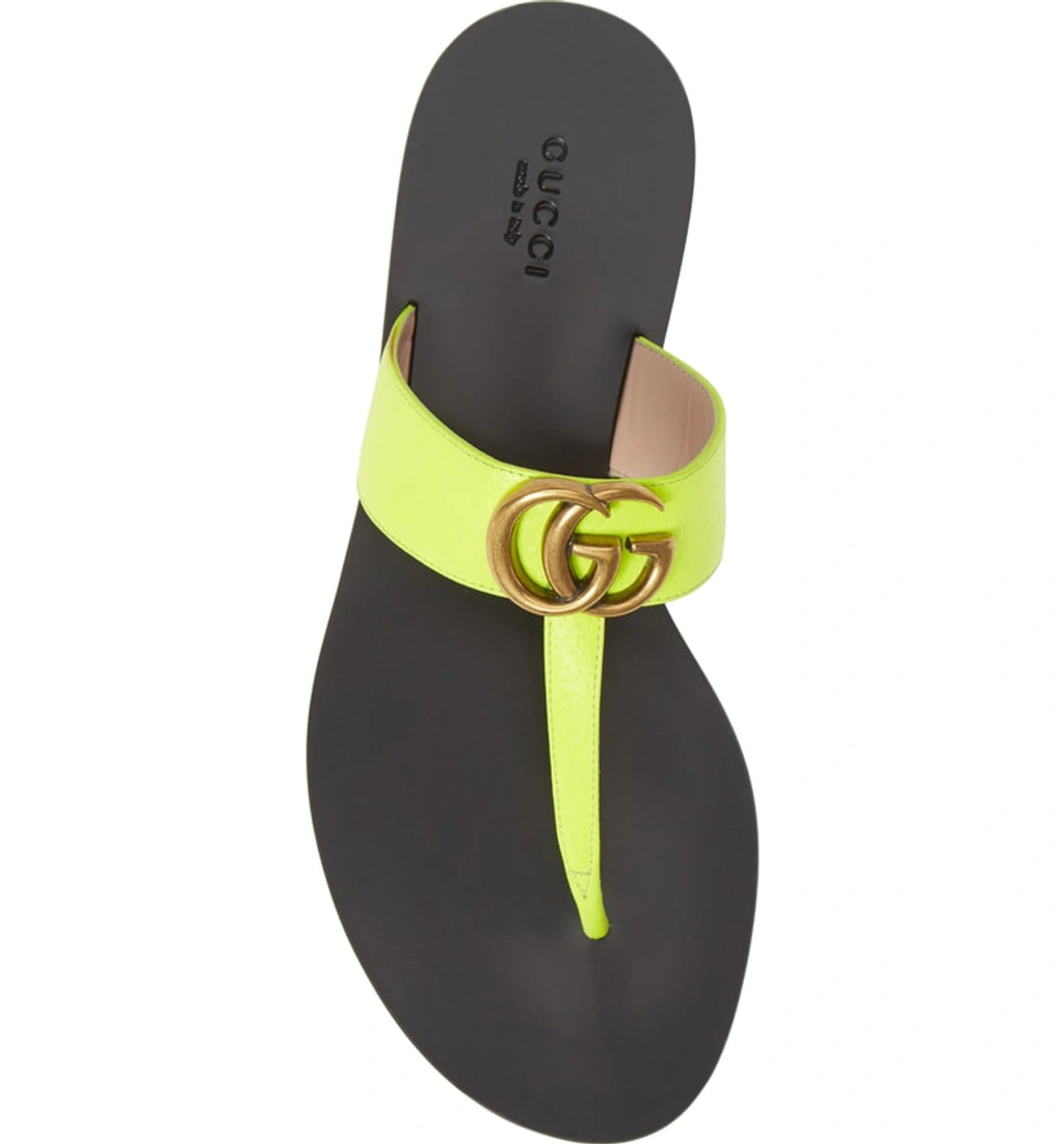 Gucci flat neon leather thong sandals discount