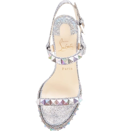 Shop Christian Louboutin Pyraclou Wedge Sandal In Silver