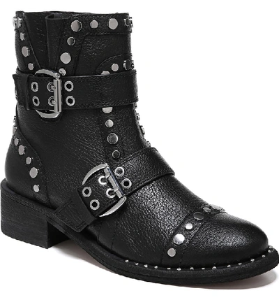 Shop Sam Edelman Drea Stud Moto Boot In Black Leather