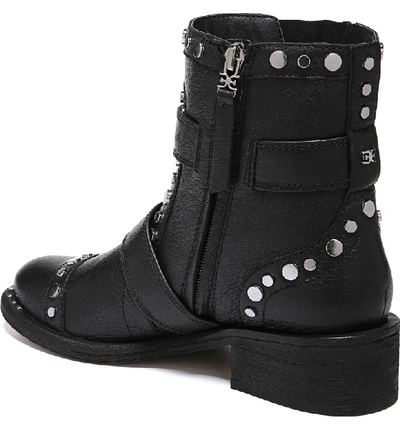 Shop Sam Edelman Drea Stud Moto Boot In Black Leather