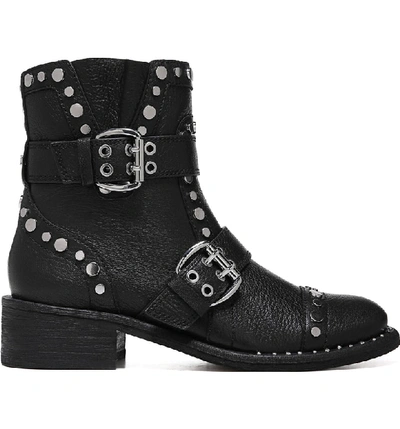 Shop Sam Edelman Drea Stud Moto Boot In Black Leather