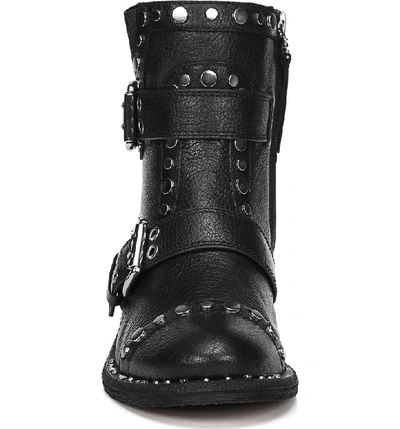 Shop Sam Edelman Drea Stud Moto Boot In Black Leather