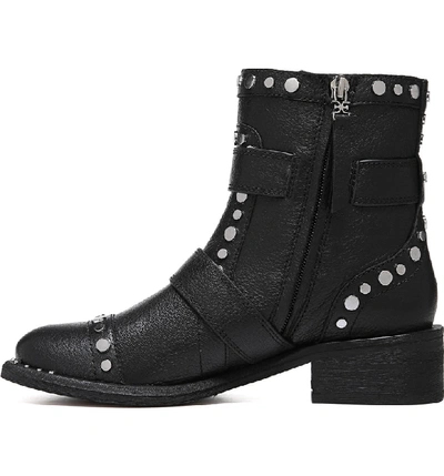 Shop Sam Edelman Drea Stud Moto Boot In Black Leather