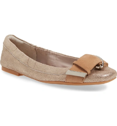 Shop T Tahari Andes Flat In Taupe Suede