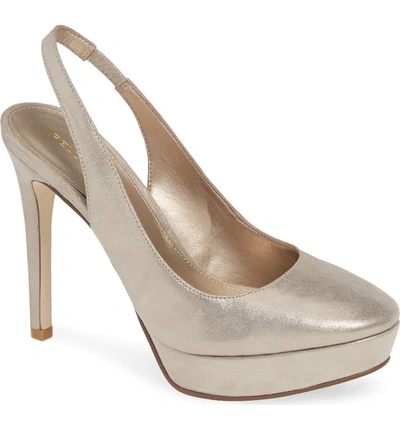 Shop Pelle Moda Shadow Platform Pump In Dark Taupe Patent Leather