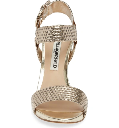 Shop Karl Lagerfeld Cieone Sandal In Gold Patent Leather