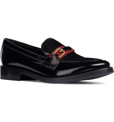 Shop Geox Brogue Loafer In Black/ Bordeaux Leather