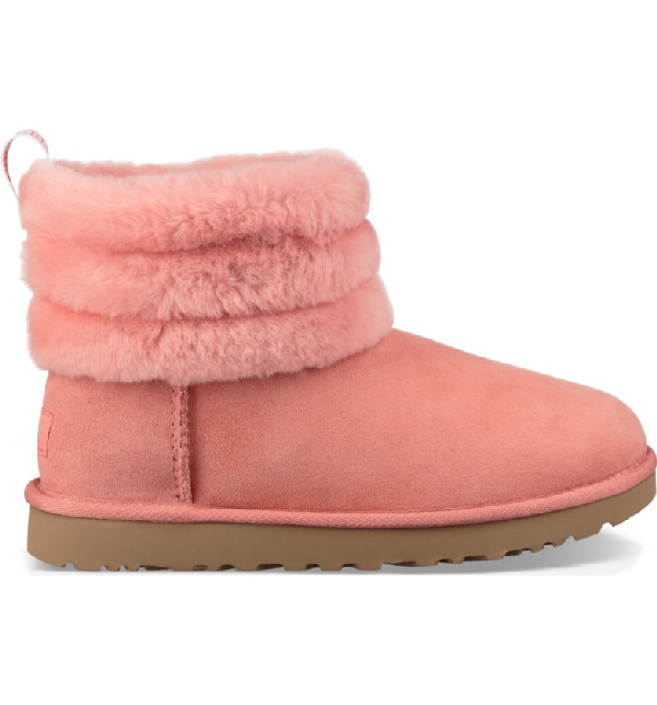 pink classic mini fluff quilted boot