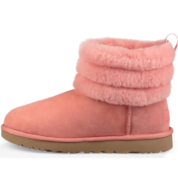 mini fluff quilted ugg boot pink