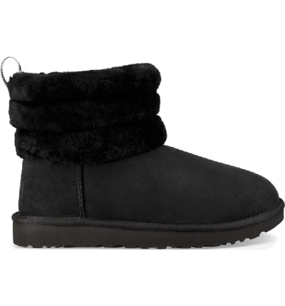 Shop Ugg Classic Mini Fluff Quilted Boot In Black Suede
