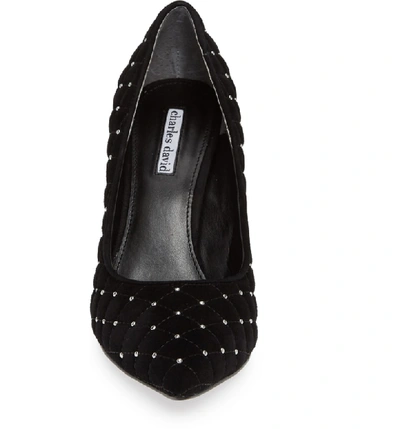 Shop Charles David Castle Studded Pump In Black Suede