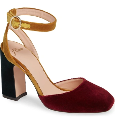 Shop Jcrew Harlow Ankle Strap Pump In Burnished Beet Mixed Velvet