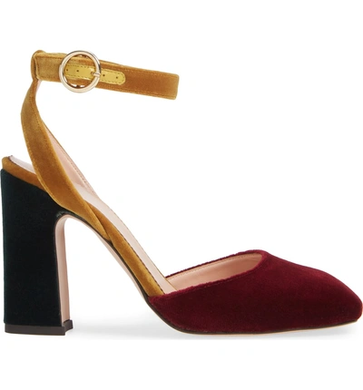J.crew Harlow Ankle Strap Pump In Burnished Beet Mixed Velvet
