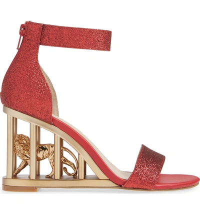 Shop Katy Perry Wedge Sandal In Red Glitter