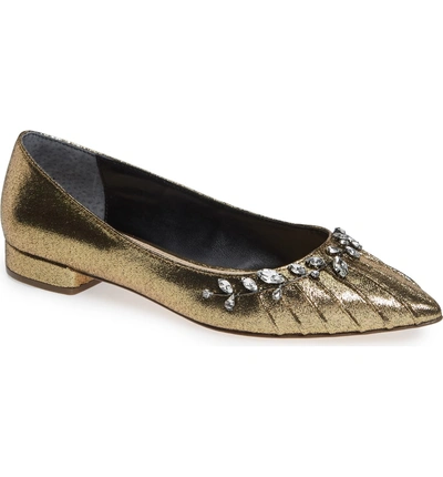 Shop Nina Zenida Jeweled Skimmer In Antique Gold