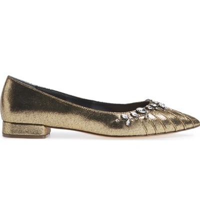 Shop Nina Zenida Jeweled Skimmer In Antique Gold