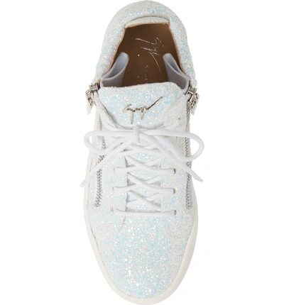 Shop Giuseppe Zanotti Breck Mid Top Sneaker In White Glitter
