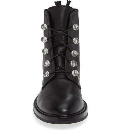 Shop Agl Attilio Giusti Leombruni Lucite Knob Combat Boot In Black Leather