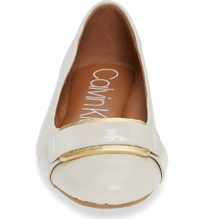 Shop Calvin Klein Oneta Ballet Flat In Soft White Leather