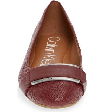 Shop Calvin Klein Oneta Ballet Flat In Red Rock Leather