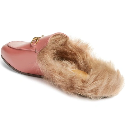 Shop Gucci 'princetown' Genuine Shearling Loafer Mule In Pink Leather