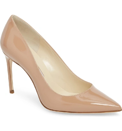 Shop Brian Atwood Valerie Pointy Toe Pump In Cappucino Nude Patent