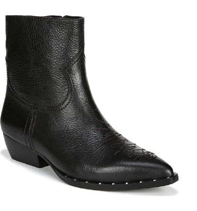 Shop Sam Edelman Ava Western Bootie In Black Leather