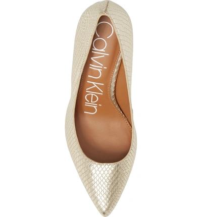 Shop Calvin Klein 'gayle' Pointy Toe Pump In Soft Gold Leather