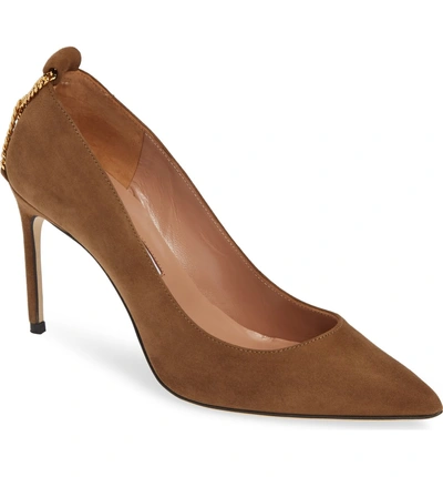 Shop Brian Atwood Voyage Pump In Khaki Suede