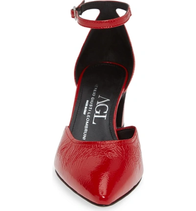 Shop Agl Attilio Giusti Leombruni D'orsay Ankle Strap Pump In Red Patent