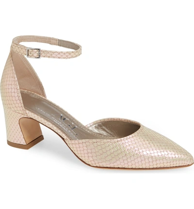 Shop Agl Attilio Giusti Leombruni D'orsay Ankle Strap Pump In Shim Snake Print