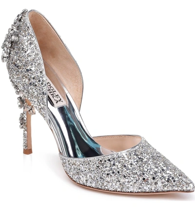 Shop Badgley Mischka Vogue D'orsay Pump In Silver Glitter