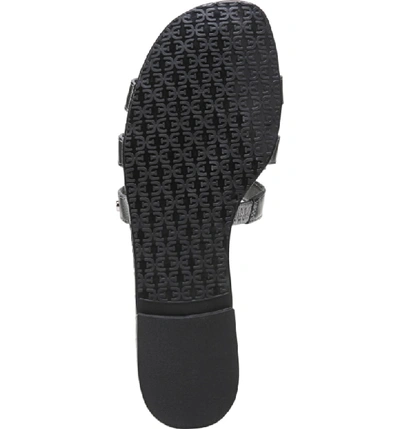 Shop Sam Edelman Bay Cutout Slide Sandal In Pewter Leather