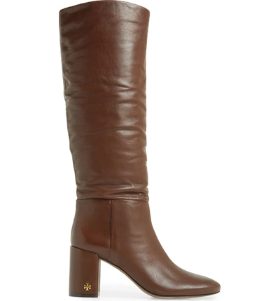 Shop Tory Burch Brooke Slouchy Boot In Perfect Brown Leather