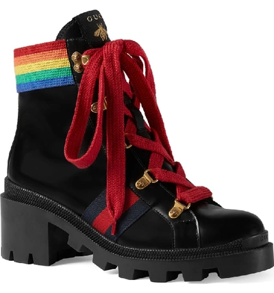 Shop Gucci Rainbow Boot In Black