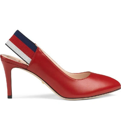 Shop Gucci Sylvie Slingback Pump In Red