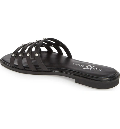 Shop Yosi Samra Cara Slide Sandal In Black/ Silver Studs
