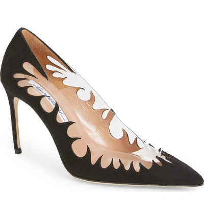 Shop Brian Atwood Victory Cutout Pointy Toe Pump In Black Suede