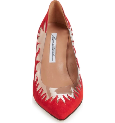 Shop Brian Atwood Victory Cutout Pointy Toe Pump In Red Suede