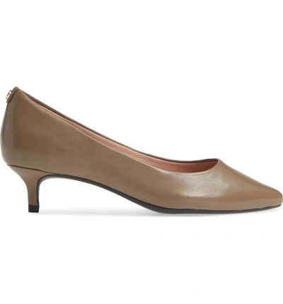 Shop Taryn Rose Naomi Weatherproof Pump In Taupe Leather