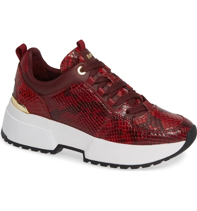 Shop Michael Michael Kors Cosmo Sneaker In Maroon