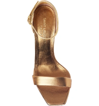 Shop Saint Laurent Amber Ankle Strap Sandal In Bronze Gold