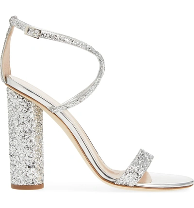 Shop Giuseppe Zanotti Glitter Heel Sandal In Silver