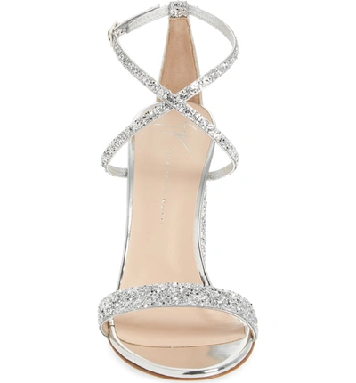 Shop Giuseppe Zanotti Glitter Heel Sandal In Silver