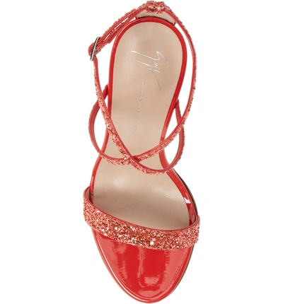 Shop Giuseppe Zanotti Glitter Heel Sandal In Coral