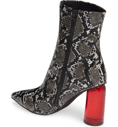 Shop Jeffrey Campbell Lustful Bootie In Black Grey Snake/ Red Combo